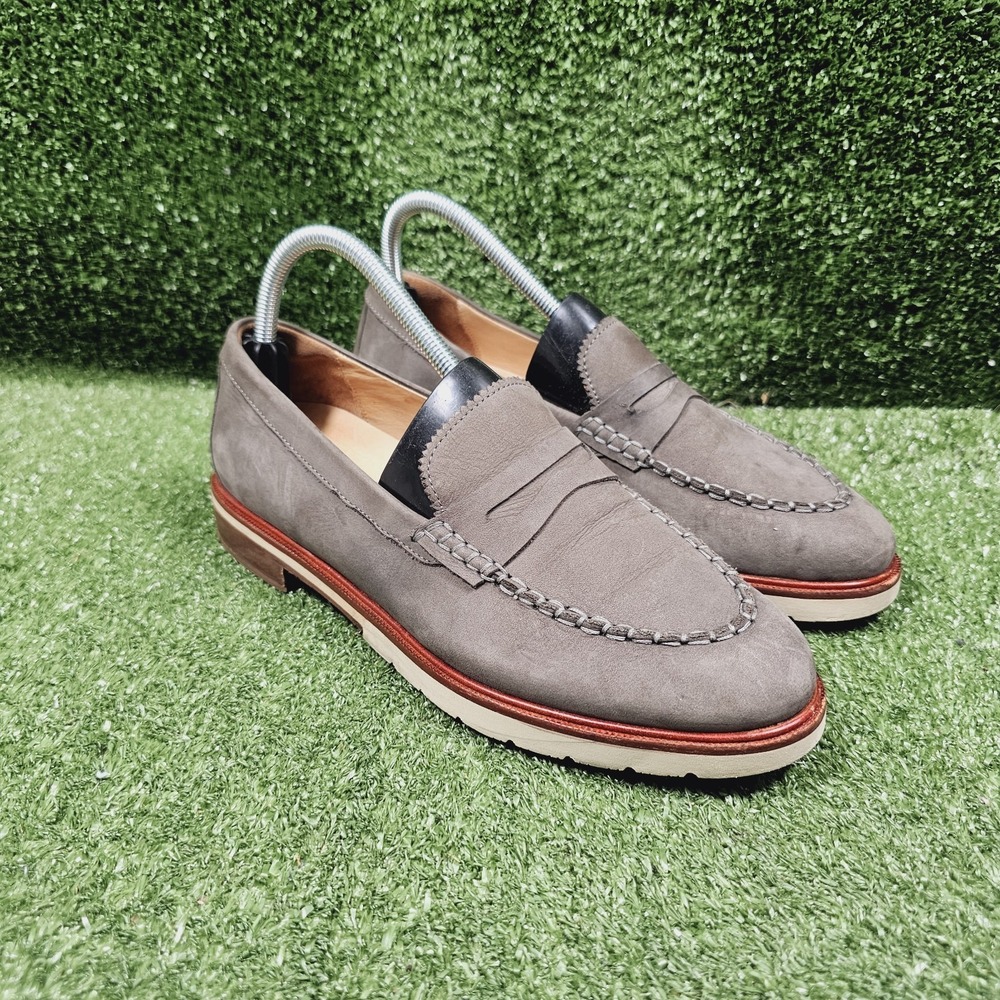 Samuel Hubbard Tailored Traveler Gray Suede Slip On Penny Loafers Womens 9